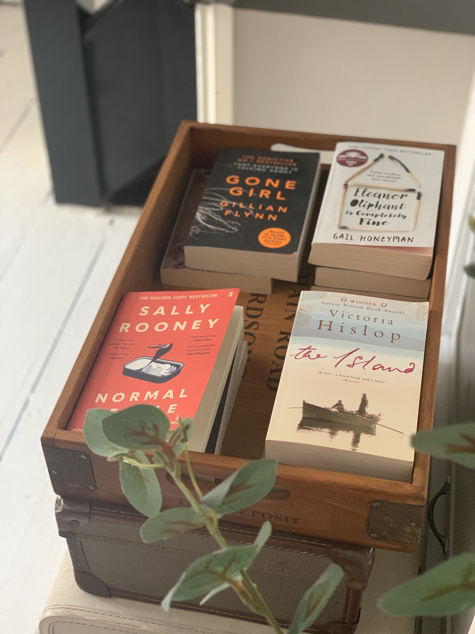 A selection of books including Normal People and The Island in a box at The House in Deal Holiday Cottage