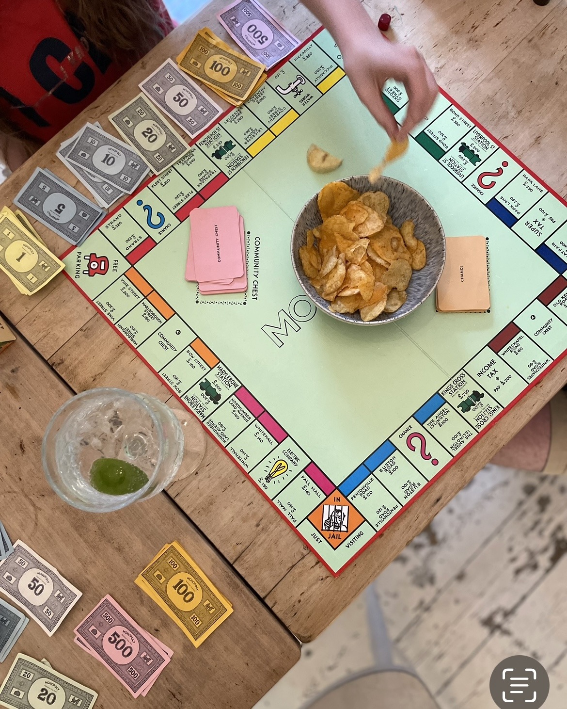 A game of monopoly set up and being played at The House in Deal Holiday cottage