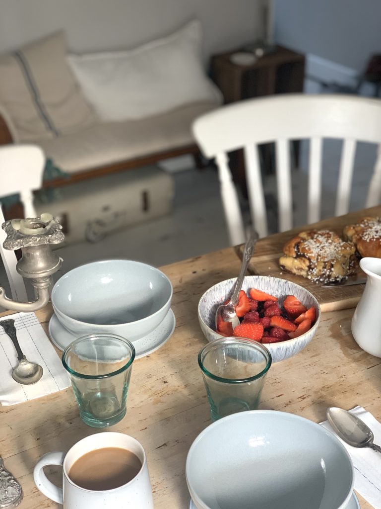 Breakfast on the table at The House in Deal a holiday cottage to rent in Deal kent