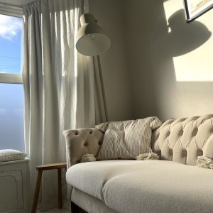 Picture of a cream sofa and cushion at The House in Deal Holiday cottage to rent in Deal