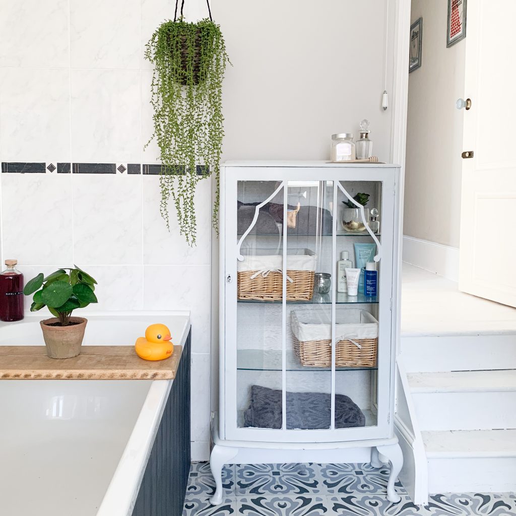 the vintage cabinet in the bathroom of the house in deal a holiday cottage in deal kent