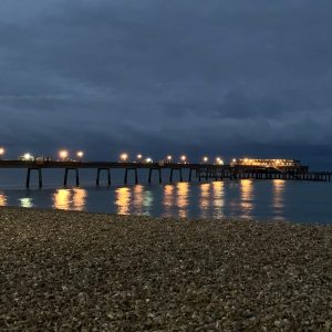 Deal Pier lit by night