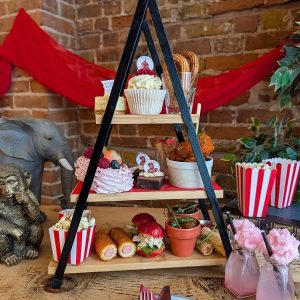 a picture of a circus themed afternoon tea